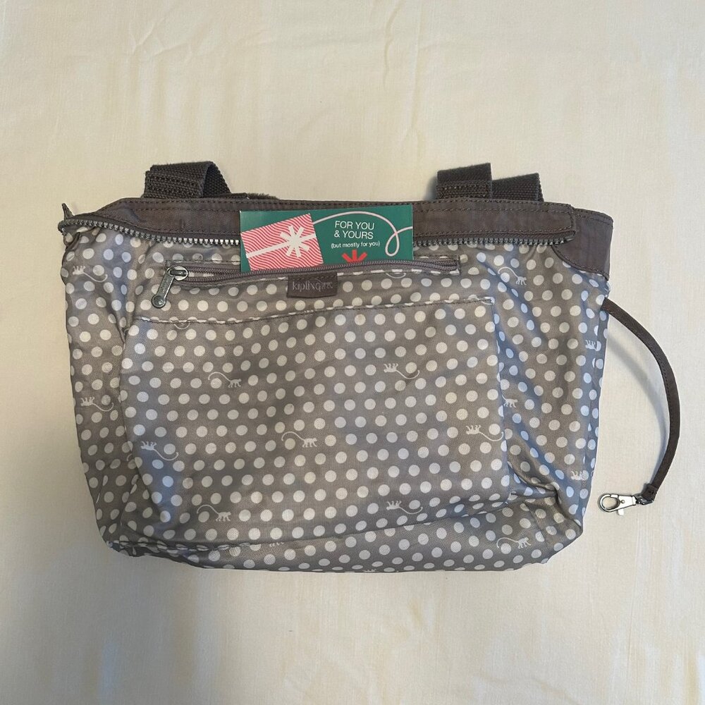 Kipling Gray Tote Bag – Style TM5251-076 – Polka Dot Lining - Picture 9 of 15